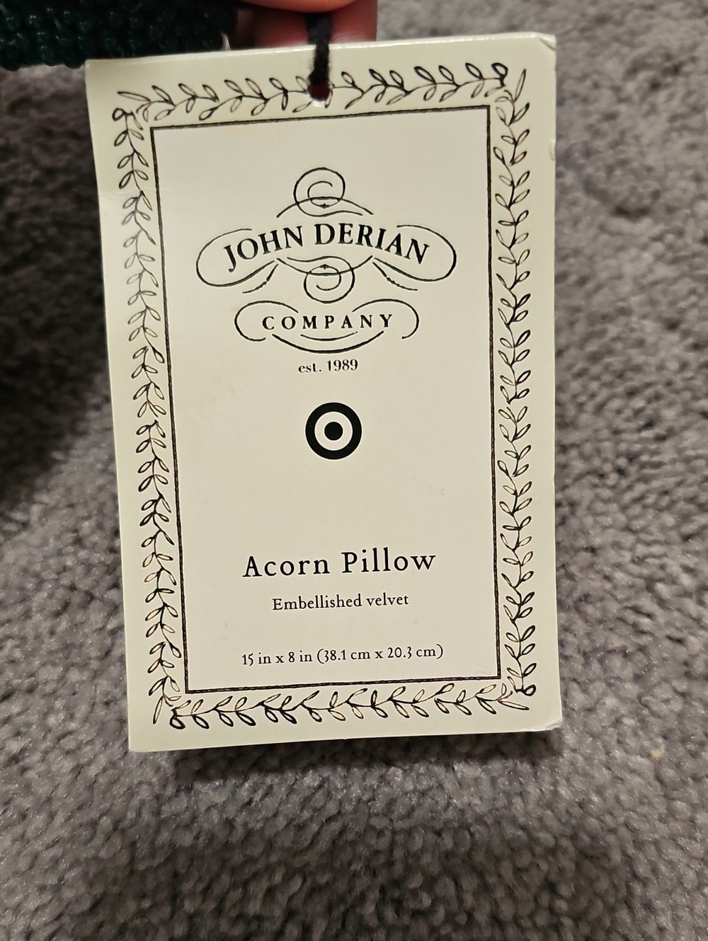 NWT* John Derian Embellished Velvet Acorn Pillow - Picture 2 of 12